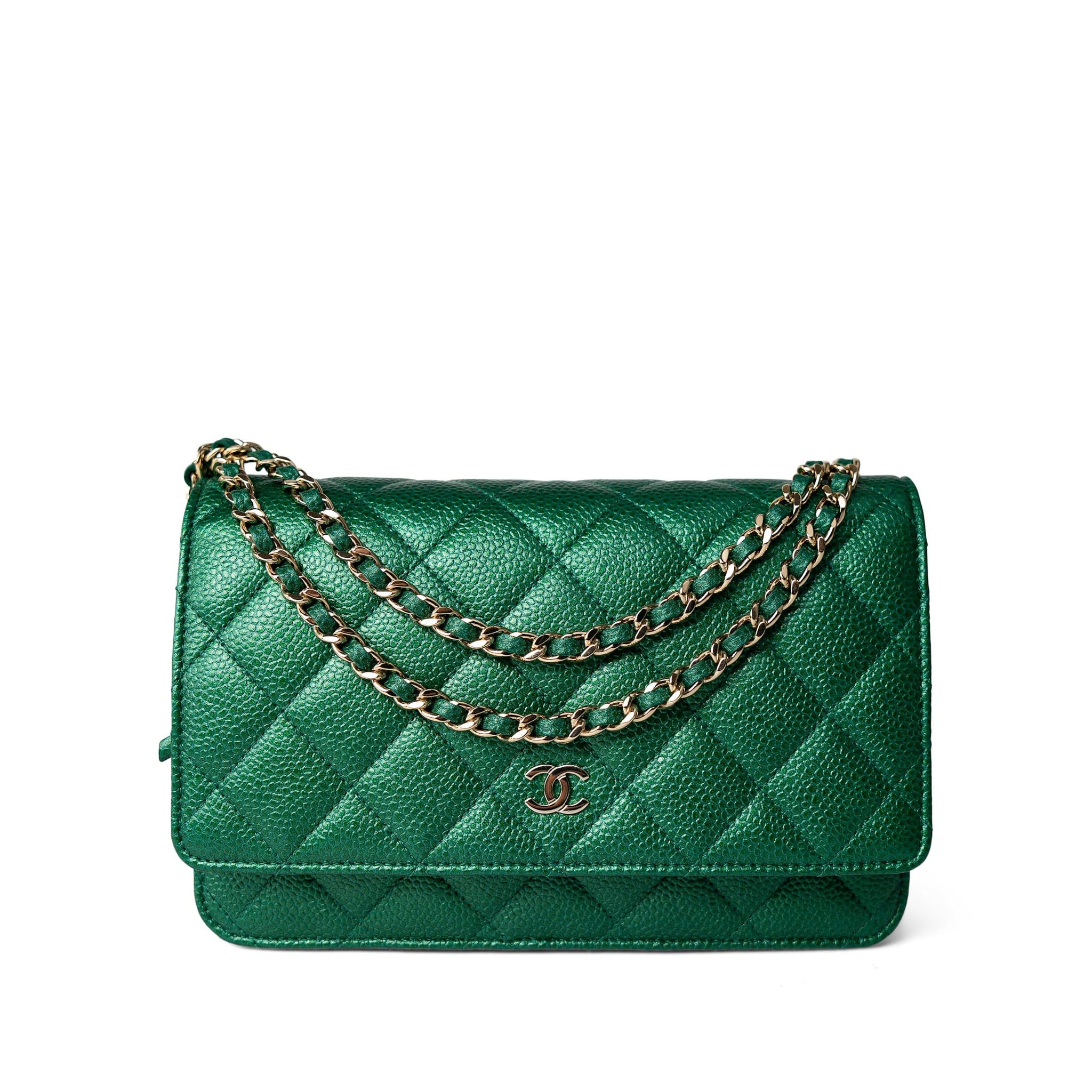 CHANEL Handbag Green / WOC 18S Emerald Green Caviar Quilted Wallet on Chain WOC -Knockoff
