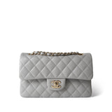 CHANEL Handbag Grey 21A Grey Caviar Quilted Classic Flap Small Light Gold Hardware -Knockoff
