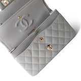 CHANEL Handbag Grey 21A Grey Caviar Quilted Classic Flap Small Light Gold Hardware -Knockoff
