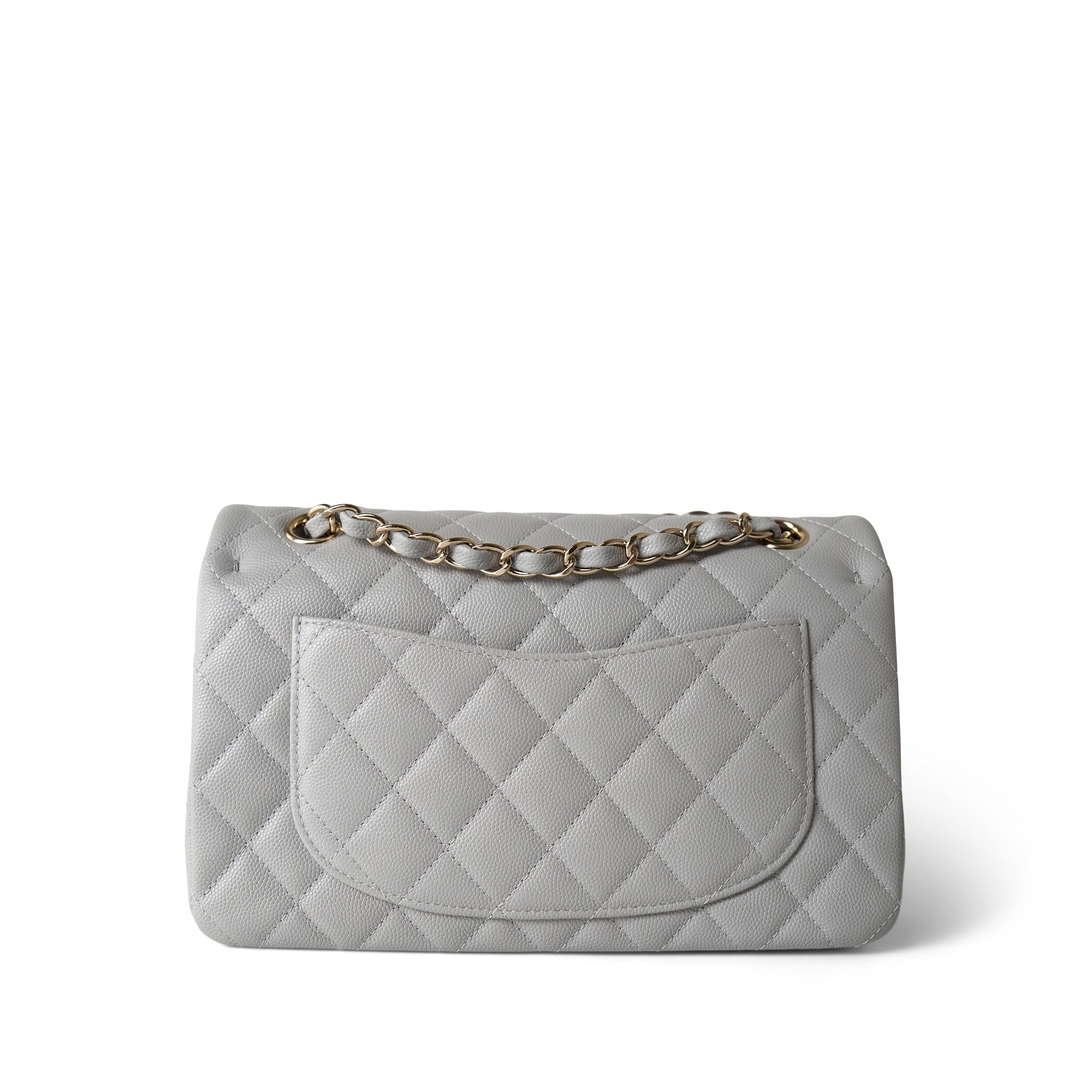 CHANEL Handbag Grey 21A Grey Caviar Quilted Classic Flap Small Light Gold Hardware -Knockoff
