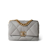 CHANEL Handbag Grey 21A Grey Lambskin Quilted 19 Flap Mixed Hardware -Knockoff
