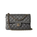 CHANEL Handbag Grey 22A Grey Lambskin Quilted Small Classic Flap Light Gold Hardware -Knockoff
