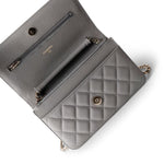 CHANEL Handbag Grey 22B Grey Caviar Quilted Wallet on Chain Light Gold Hardware -Knockoff
