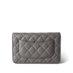 CHANEL Handbag Grey 22B Grey Caviar Quilted Wallet on Chain Light Gold Hardware -Knockoff
