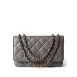 CHANEL Handbag Grey 22B Grey Caviar Quilted Wallet on Chain Light Gold Hardware -Knockoff
