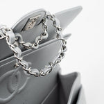 CHANEL Handbag Grey 23P Metallic Silver Lambskin Quilted Classic Flap Medium SHW Edge Stitching -Knockoff
