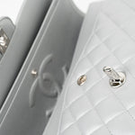 CHANEL Handbag Grey 23P Metallic Silver Lambskin Quilted Classic Flap Medium SHW Edge Stitching -Knockoff
