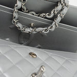 CHANEL Handbag Grey 23P Metallic Silver Lambskin Quilted Classic Flap Medium SHW Edge Stitching -Knockoff
