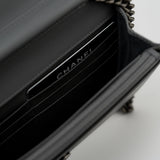 CHANEL Handbag Grey Chanel Grey Caviar Chevron Boy Wallet on Chain Ruthenium Hardware (WOC) -Knockoff
