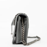 CHANEL Handbag Grey Chanel Grey Caviar Chevron Boy Wallet on Chain Ruthenium Hardware (WOC) -Knockoff
