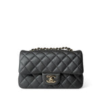 CHANEL Handbag Grey Charcoal Caviar Quilted Mini Rectangular Flap Light Gold Hardware -Knockoff
