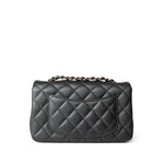 CHANEL Handbag Grey Charcoal Caviar Quilted Mini Rectangular Flap Light Gold Hardware -Knockoff
