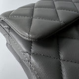 CHANEL Handbag Grey Dark Grey Lambskin Quilted Mini Rectangular Flap Light Gold Hardware -Knockoff
