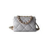 CHANEL Handbag Grey Grey Lambskin Quilted Chain Top Handle Flap -Knockoff
