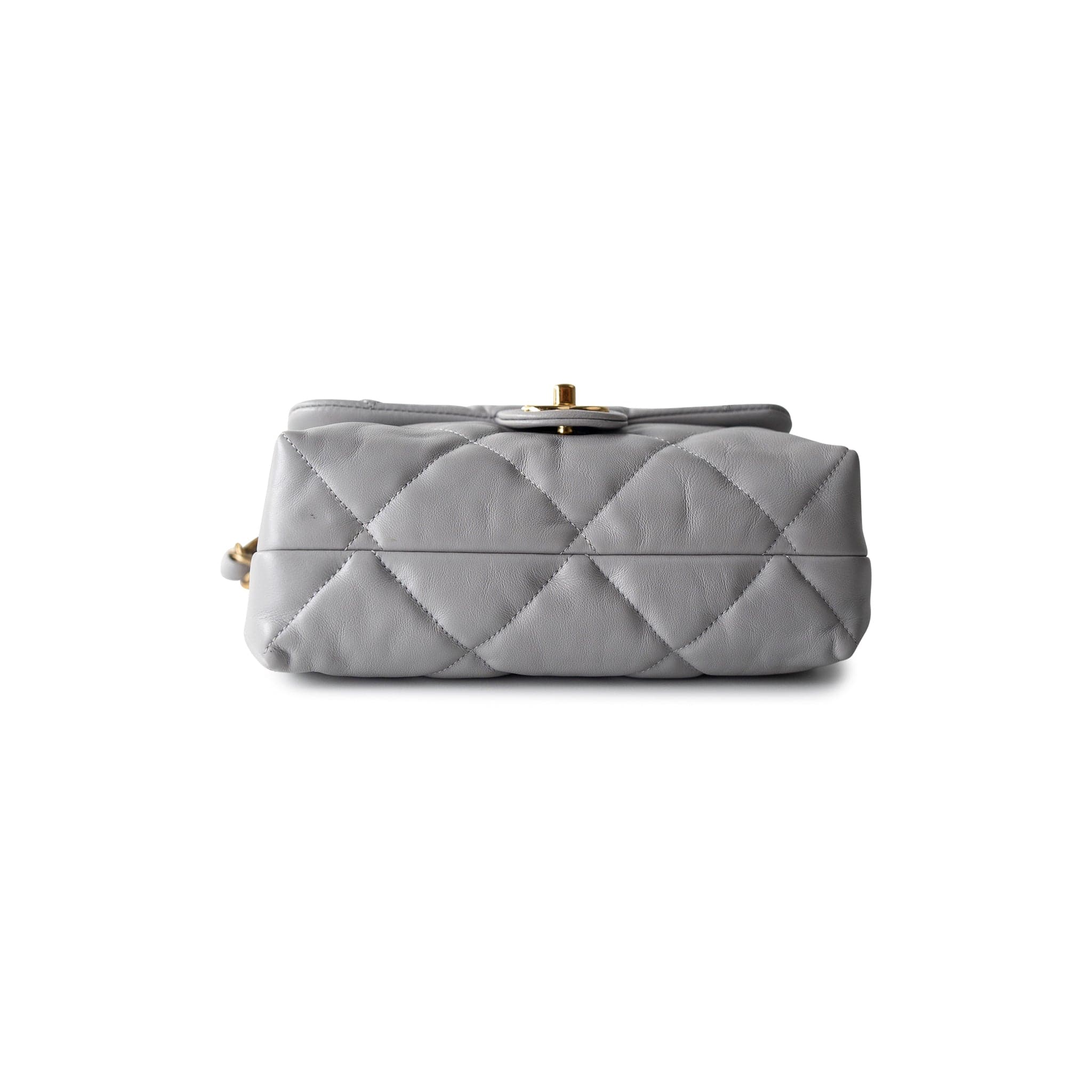 CHANEL Handbag Grey Grey Lambskin Quilted Chain Top Handle Flap -Knockoff
