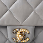 CHANEL Handbag Grey Grey Lambskin Quilted Crush on Chains Single Flap Bag Antique Gold Hardware -Knockoff
