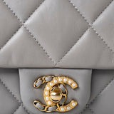 CHANEL Handbag Grey Grey Lambskin Quilted Crush on Chains Single Flap Bag Antique Gold Hardware -Knockoff
