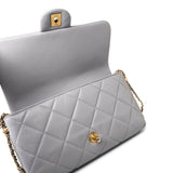 CHANEL Handbag Grey Grey Lambskin Quilted Crush on Chains Single Flap Bag Antique Gold Hardware -Knockoff
