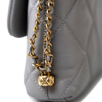 CHANEL Handbag Grey Grey Lambskin Quilted Crush on Chains Single Flap Bag Antique Gold Hardware -Knockoff
