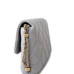 CHANEL Handbag Grey Grey Lambskin Quilted Crush on Chains Single Flap Bag Antique Gold Hardware -Knockoff
