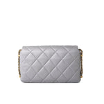 CHANEL Handbag Grey Grey Lambskin Quilted Crush on Chains Single Flap Bag Antique Gold Hardware -Knockoff
