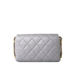 CHANEL Handbag Grey Grey Lambskin Quilted Crush on Chains Single Flap Bag Antique Gold Hardware -Knockoff
