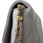 CHANEL Handbag Grey Grey Lambskin Quilted Crush on Chains Single Flap Bag Antique Gold Hardware -Knockoff
