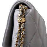 CHANEL Handbag Grey Grey Lambskin Quilted Crush on Chains Single Flap Bag Antique Gold Hardware -Knockoff
