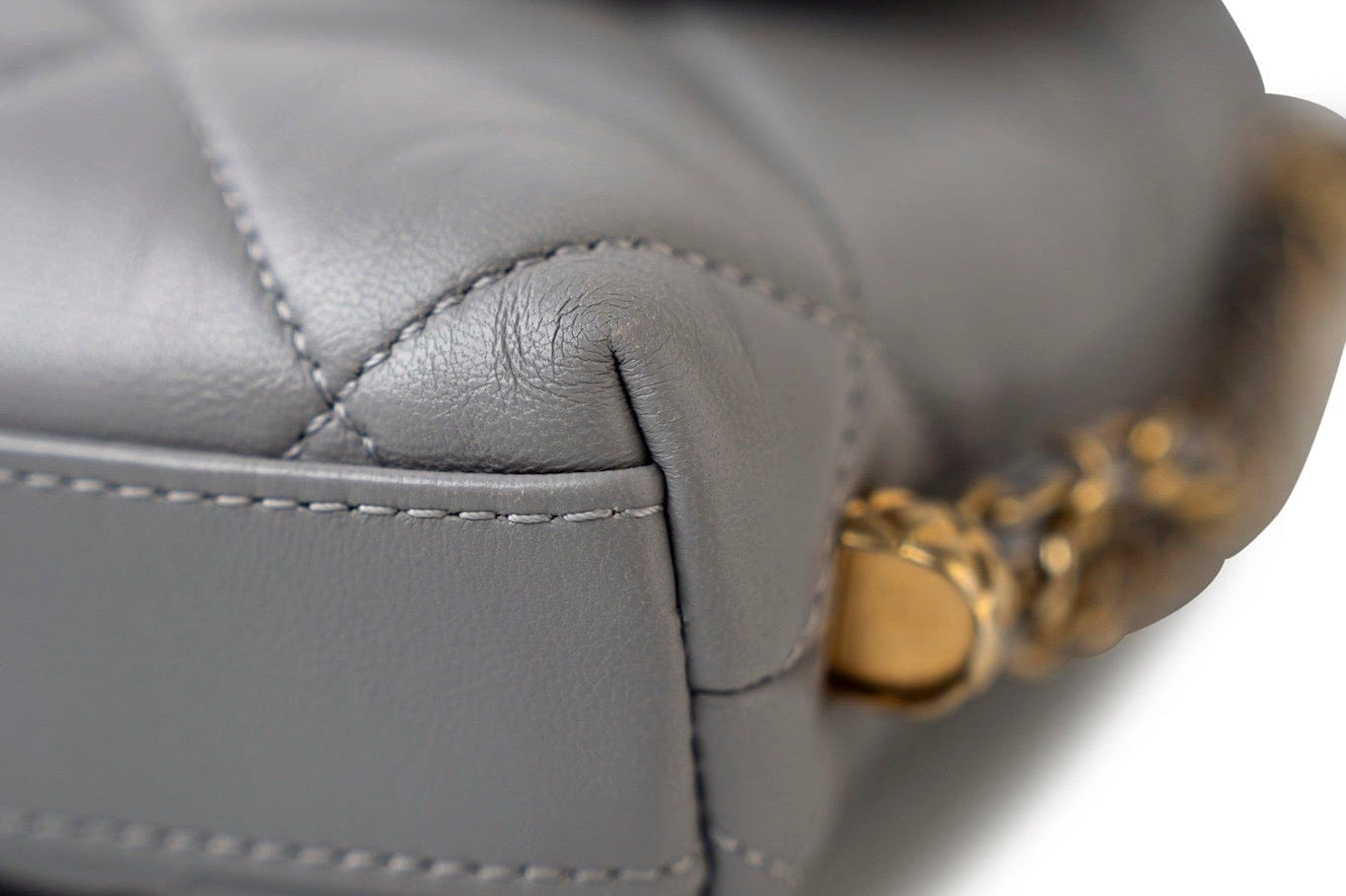 CHANEL Handbag Grey Grey Lambskin Quilted Crush on Chains Single Flap Bag Antique Gold Hardware -Knockoff
