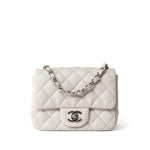 CHANEL Handbag Grey Light Grey Caviar Quilted Mini Square Flap Silver Hardware -Knockoff
