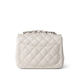 CHANEL Handbag Grey Light Grey Caviar Quilted Mini Square Flap Silver Hardware -Knockoff
