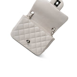 CHANEL Handbag Grey Light Grey Caviar Quilted Mini Square Flap Silver Hardware -Knockoff
