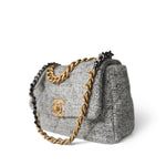 CHANEL Handbag Grey Light Grey Ecru Quilted 19 Flap Small Mixed Hardware -Knockoff
