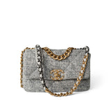 CHANEL Handbag Grey Light Grey Ecru Quilted 19 Flap Small Mixed Hardware -Knockoff
