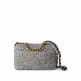 CHANEL Handbag Grey Light Grey Ecru Quilted 19 Flap Small Mixed Hardware -Knockoff
