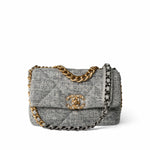 CHANEL Handbag Grey Light Grey Ecru Quilted 19 Flap Small Mixed Hardware -Knockoff
