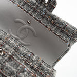 CHANEL Handbag Grey Tweed Quilted Classic Flap Medium Shiny Ruthenium Hardware -Knockoff
