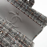 CHANEL Handbag Grey Tweed Quilted Classic Flap Medium Shiny Ruthenium Hardware -Knockoff
