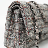 CHANEL Handbag Grey Tweed Quilted Classic Flap Medium Shiny Ruthenium Hardware -Knockoff
