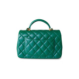 CHANEL Handbag Iridescent Green Lambskin Quilted Mini Top Handle LGHW -Knockoff
