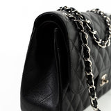 CHANEL Handbag Jumbo Black Caviar Quilted Classic Flap Silver Hardware -Knockoff
