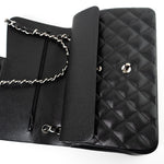 CHANEL Handbag Jumbo Black Caviar Quilted Classic Flap Silver Hardware -Knockoff
