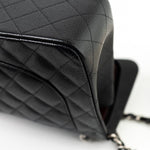 CHANEL Handbag Jumbo Black Caviar Quilted Classic Flap Silver Hardware -Knockoff
