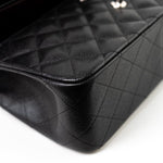 CHANEL Handbag Jumbo Black Caviar Quilted Classic Flap Silver Hardware -Knockoff
