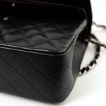 CHANEL Handbag Jumbo Black Caviar Quilted Classic Flap Silver Hardware -Knockoff
