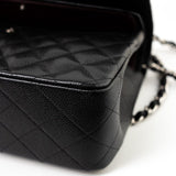 CHANEL Handbag Jumbo Black Caviar Quilted Classic Flap Silver Hardware -Knockoff
