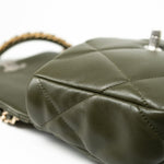 CHANEL Handbag Khaki/ Olive Green Lambskin Quilted 19 Flap Small -Knockoff
