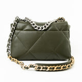 CHANEL Handbag Khaki/ Olive Green Lambskin Quilted 19 Flap Small -Knockoff
