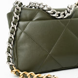 CHANEL Handbag Khaki/ Olive Green Lambskin Quilted 19 Flap Small -Knockoff
