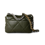 CHANEL Handbag Khaki/ Olive Green Lambskin Quilted 19 Flap Small -Knockoff
